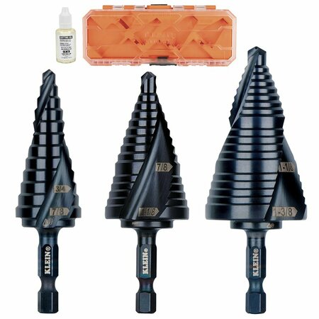 KLEIN TOOLS Premium Electrician's Quick Release Step Bit Set, 3 Piece QRSTSPRO